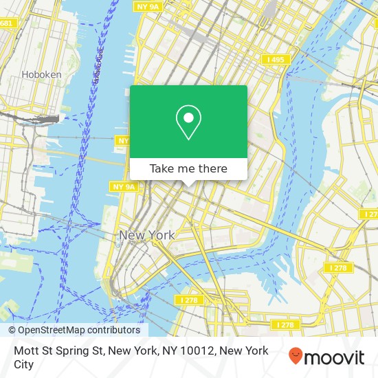 Mott St Spring St, New York, NY 10012 map