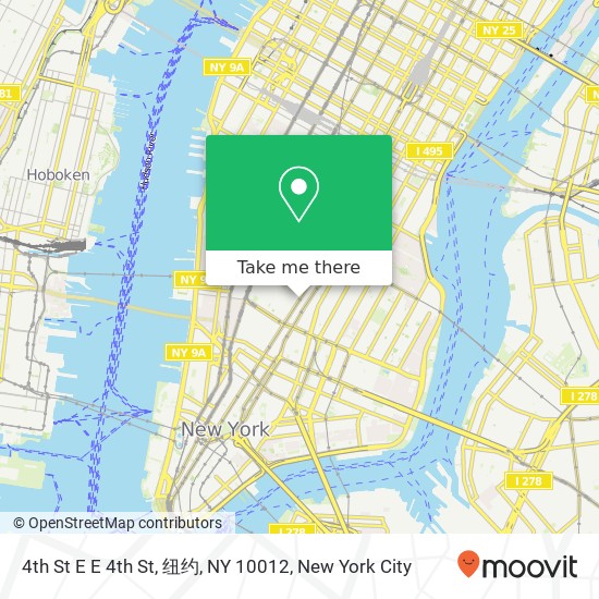 Mapa de 4th St E E 4th St, 纽约, NY 10012