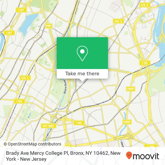 Mapa de Brady Ave Mercy College Pl, Bronx, NY 10462