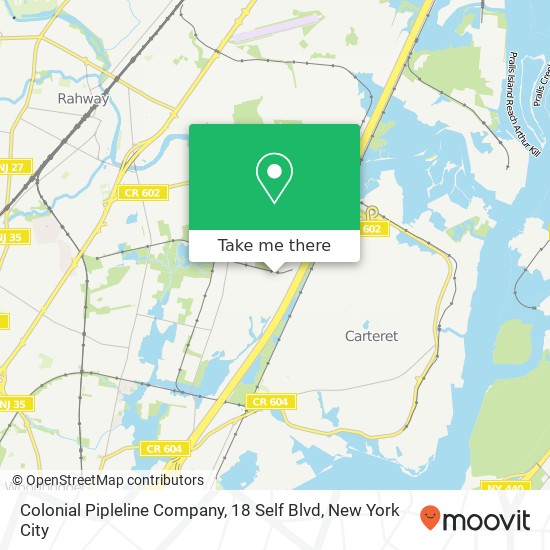 Colonial Pipleline Company, 18 Self Blvd map