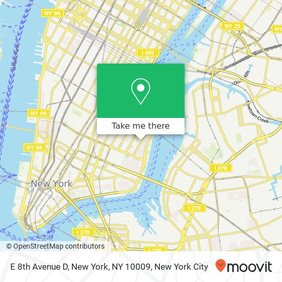 Mapa de E 8th Avenue D, New York, NY 10009