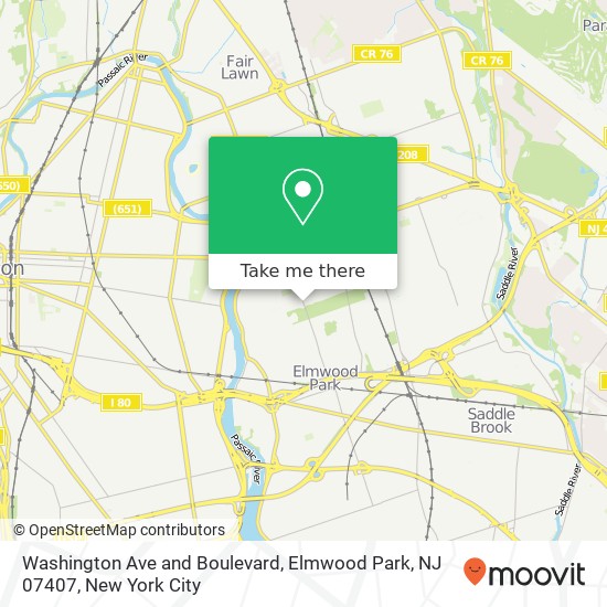 Washington Ave and Boulevard, Elmwood Park, NJ 07407 map