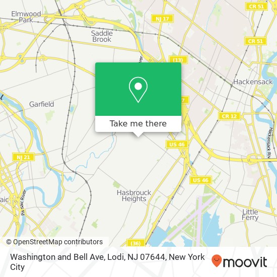 Mapa de Washington and Bell Ave, Lodi, NJ 07644