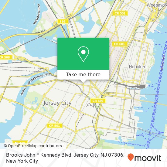 Mapa de Brooks John F Kennedy Blvd, Jersey City, NJ 07306