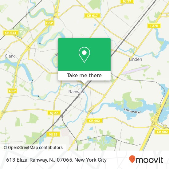 Mapa de 613 Eliza, Rahway, NJ 07065