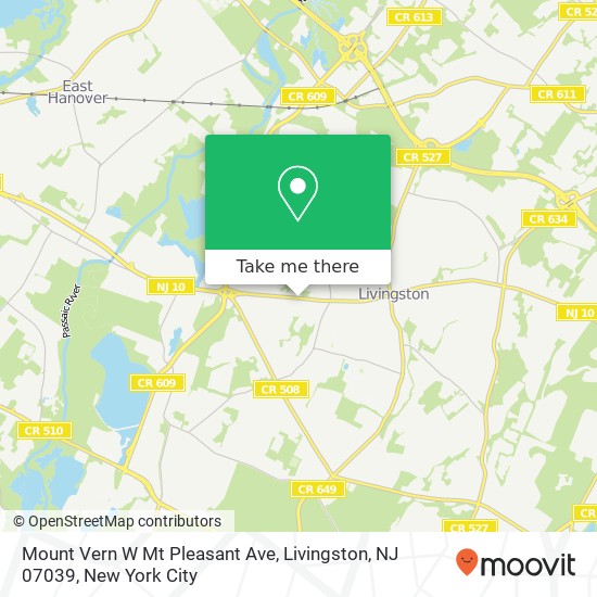 Mapa de Mount Vern W Mt Pleasant Ave, Livingston, NJ 07039