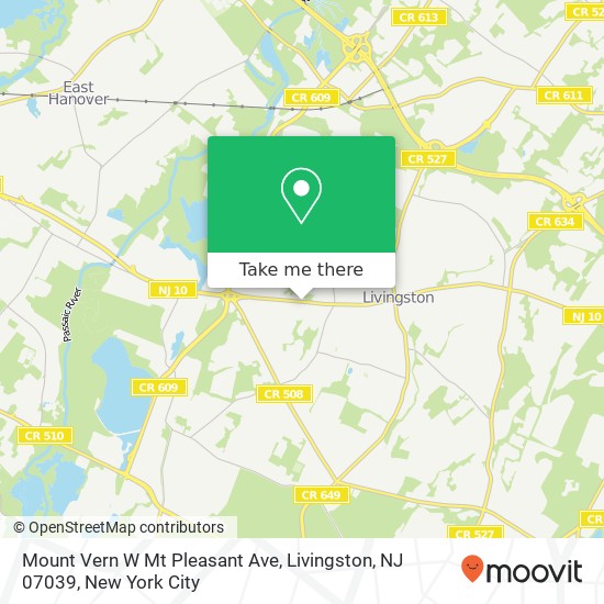 Mount Vern W Mt Pleasant Ave, Livingston, NJ 07039 map