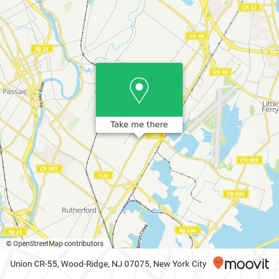 Mapa de Union CR-55, Wood-Ridge, NJ 07075