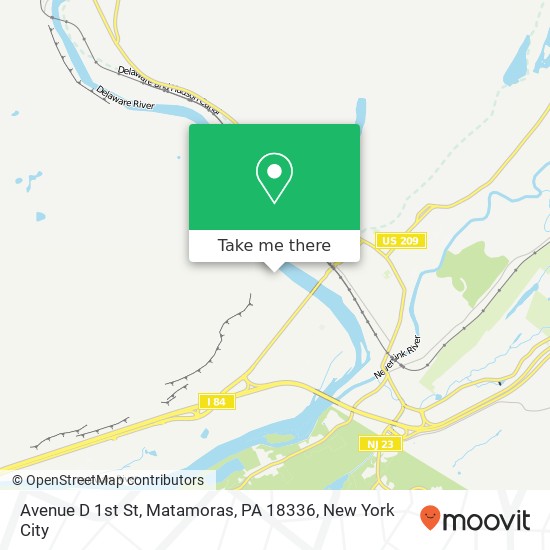 Mapa de Avenue D 1st St, Matamoras, PA 18336