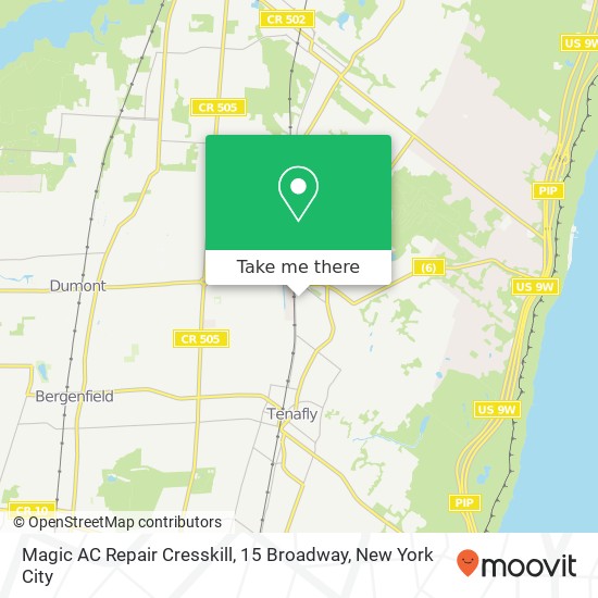 Magic AC Repair Cresskill, 15 Broadway map