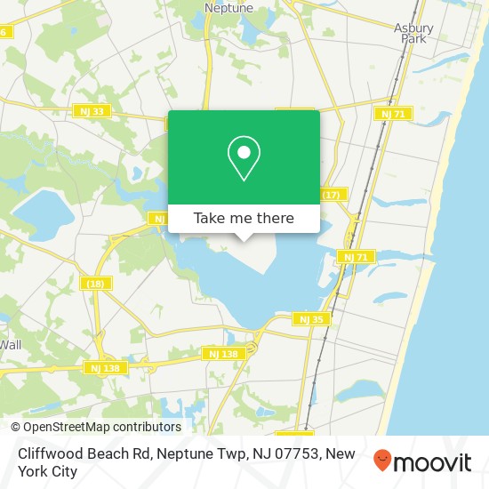 Mapa de Cliffwood Beach Rd, Neptune Twp, NJ 07753