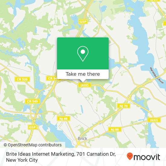 Mapa de Brite Ideas Internet Marketing, 701 Carnation Dr