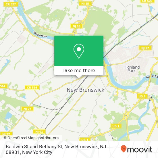 Mapa de Baldwin St and Bethany St, New Brunswick, NJ 08901