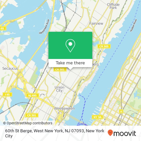 Mapa de 60th St Berge, West New York, NJ 07093