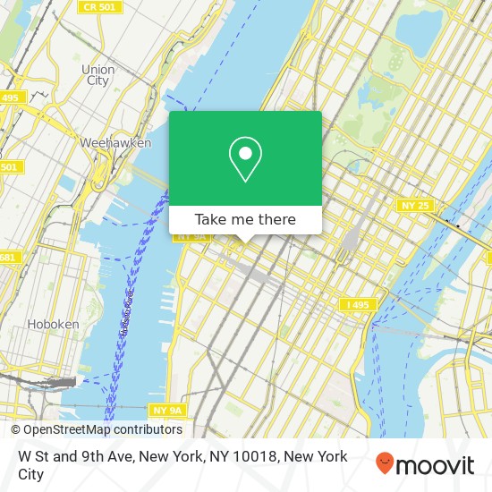 Mapa de W St and 9th Ave, New York, NY 10018