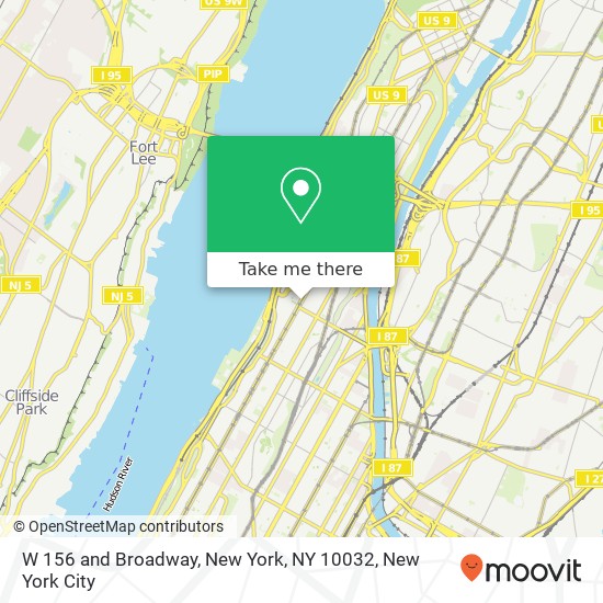 Mapa de W 156 and Broadway, New York, NY 10032