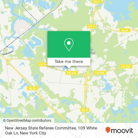 Mapa de New Jersey State Referee Committee, 109 White Oak Ln
