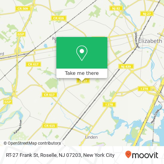 Mapa de RT-27 Frank St, Roselle, NJ 07203