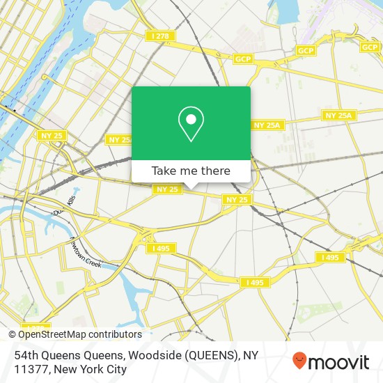 Mapa de 54th Queens Queens, Woodside (QUEENS), NY 11377