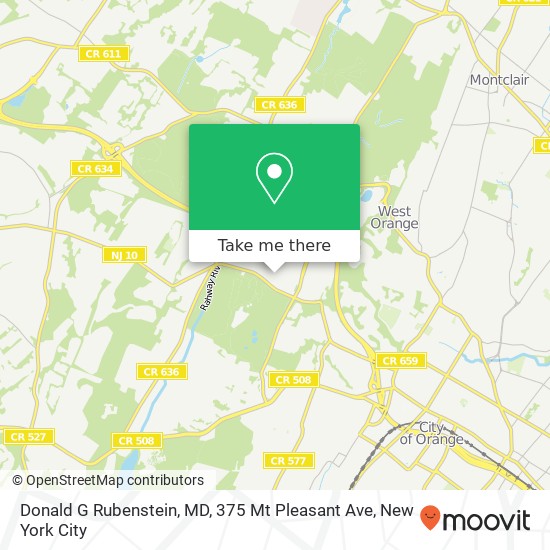 Mapa de Donald G Rubenstein, MD, 375 Mt Pleasant Ave