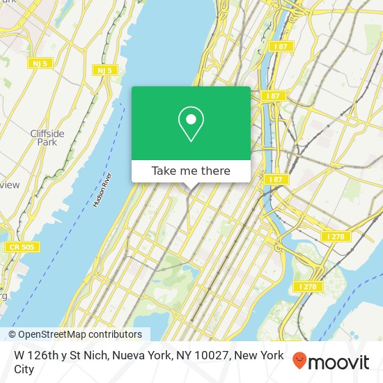 Mapa de W 126th y St Nich, Nueva York, NY 10027