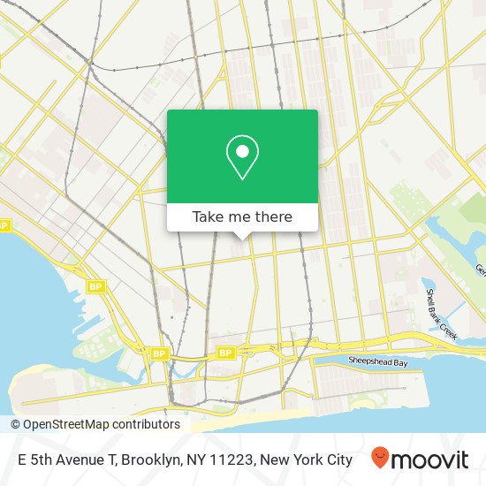 Mapa de E 5th Avenue T, Brooklyn, NY 11223