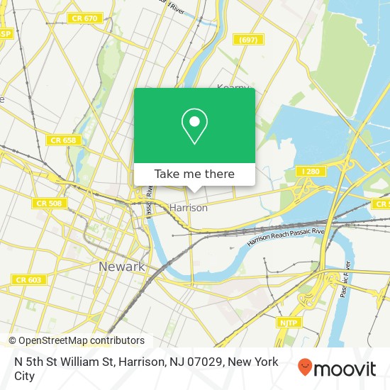 Mapa de N 5th St William St, Harrison, NJ 07029
