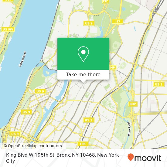 Mapa de King Blvd W 195th St, Bronx, NY 10468