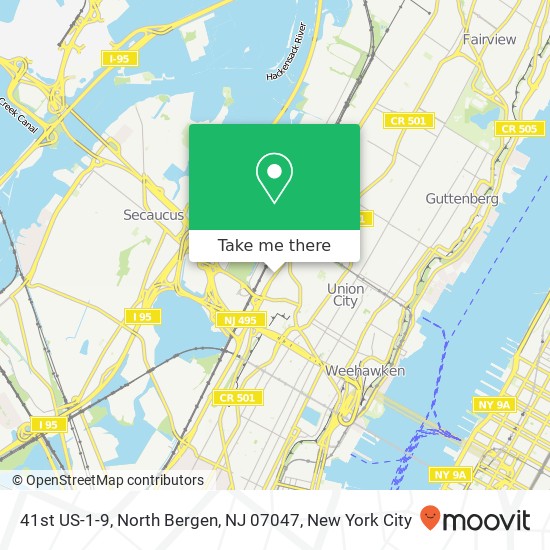 Mapa de 41st US-1-9, North Bergen, NJ 07047