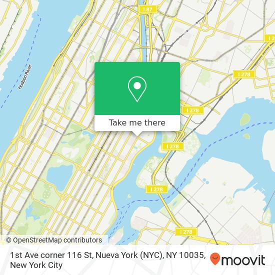 Mapa de 1st Ave corner 116 St, Nueva York (NYC), NY 10035