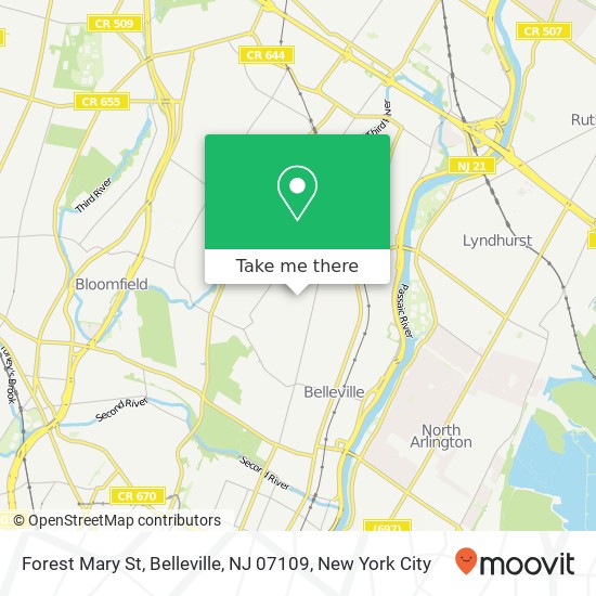 Mapa de Forest Mary St, Belleville, NJ 07109