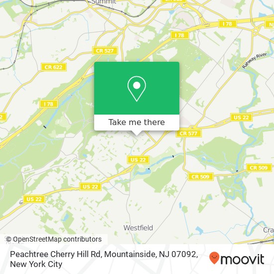 Mapa de Peachtree Cherry Hill Rd, Mountainside, NJ 07092