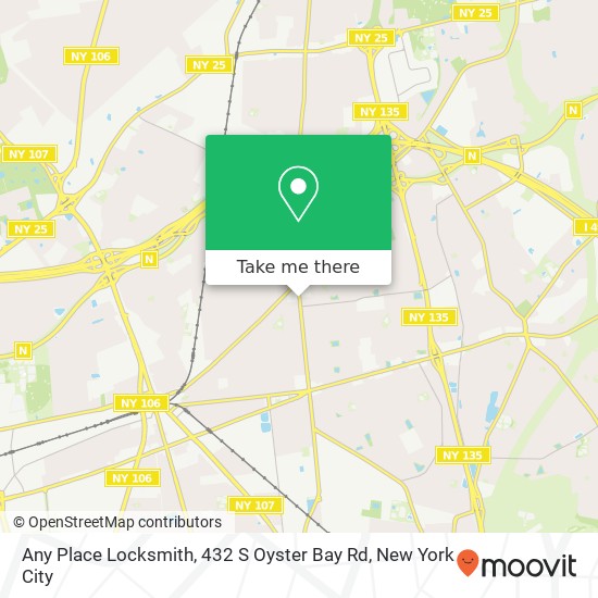 Mapa de Any Place Locksmith, 432 S Oyster Bay Rd