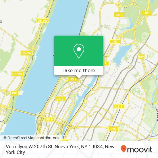 Mapa de Vermilyea W 207th St, Nueva York, NY 10034