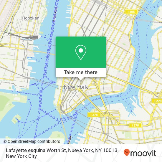 Lafayette esquina Worth St, Nueva York, NY 10013 map