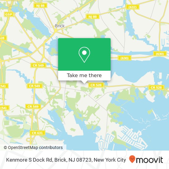 Mapa de Kenmore S Dock Rd, Brick, NJ 08723