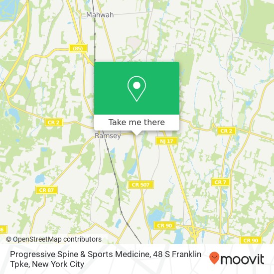 Mapa de Progressive Spine & Sports Medicine, 48 S Franklin Tpke