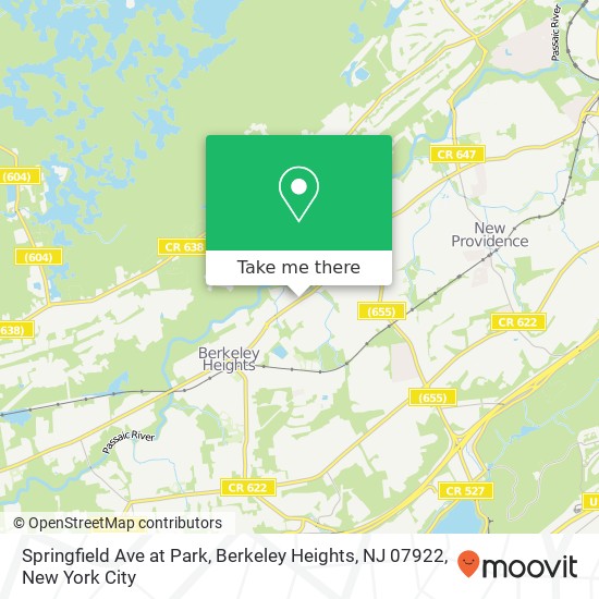 Mapa de Springfield Ave at Park, Berkeley Heights, NJ 07922