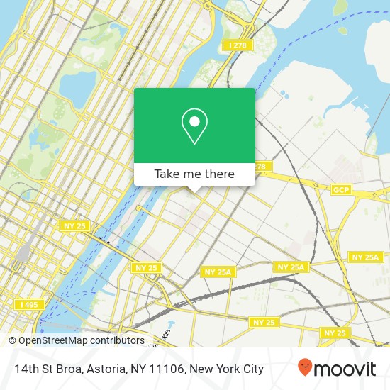 Mapa de 14th St Broa, Astoria, NY 11106