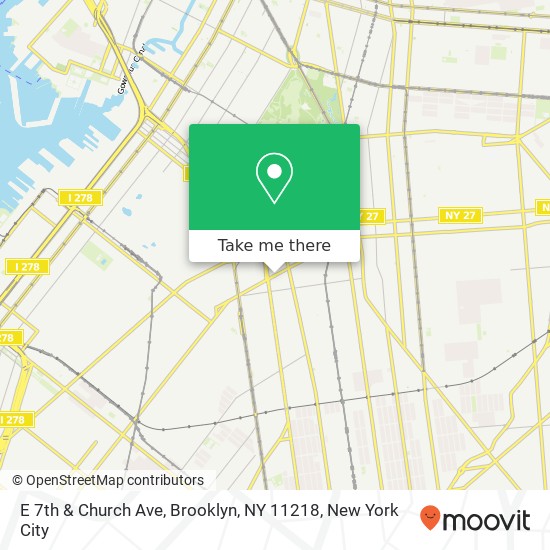 Mapa de E 7th & Church Ave, Brooklyn, NY 11218