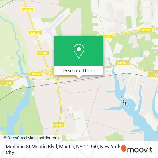 Madison St Mastic Blvd, Mastic, NY 11950 map