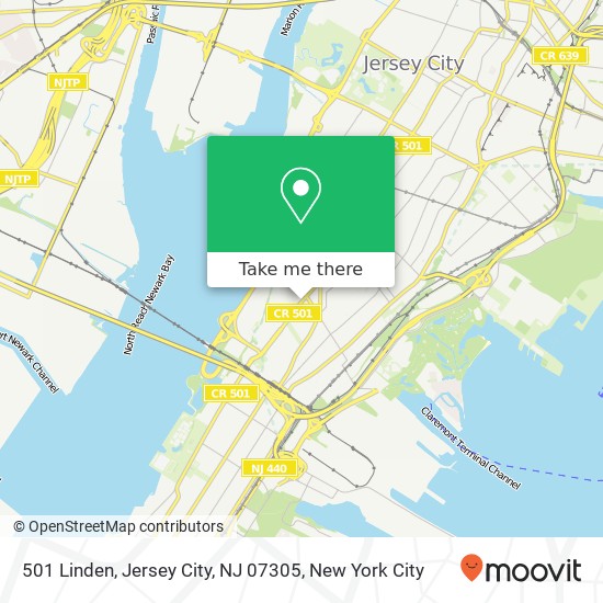 Mapa de 501 Linden, Jersey City, NJ 07305