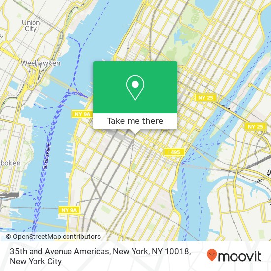 Mapa de 35th and Avenue Americas, New York, NY 10018