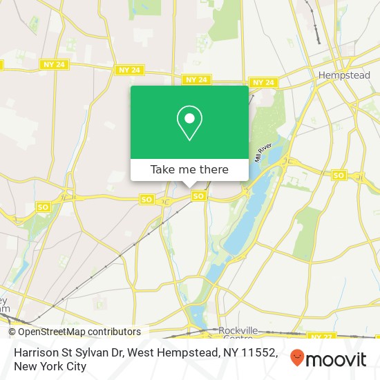 Mapa de Harrison St Sylvan Dr, West Hempstead, NY 11552
