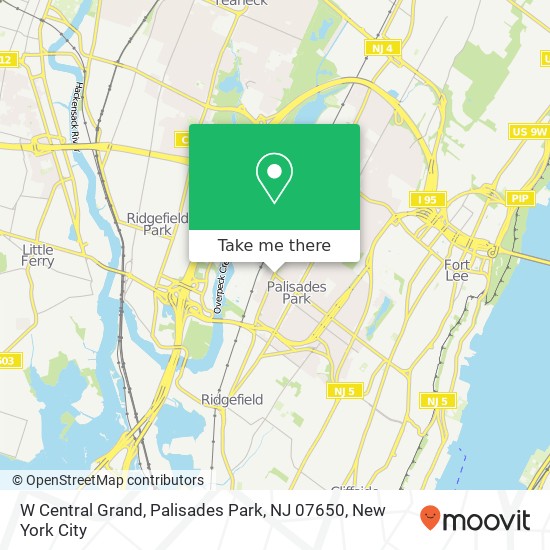 Mapa de W Central Grand, Palisades Park, NJ 07650
