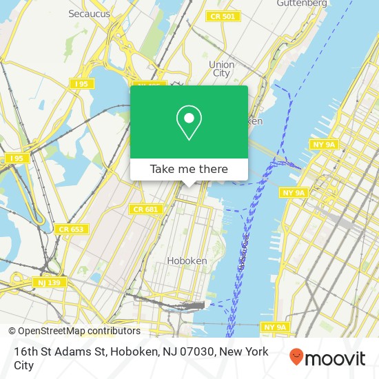 Mapa de 16th St Adams St, Hoboken, NJ 07030
