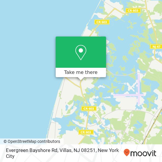 Mapa de Evergreen Bayshore Rd, Villas, NJ 08251
