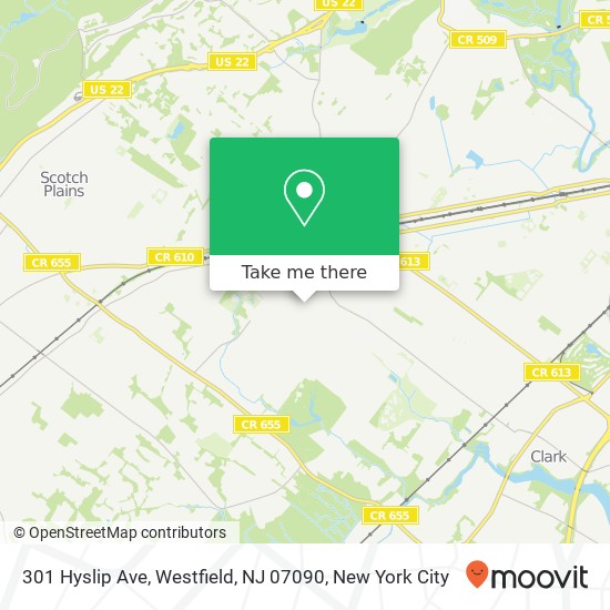 Mapa de 301 Hyslip Ave, Westfield, NJ 07090