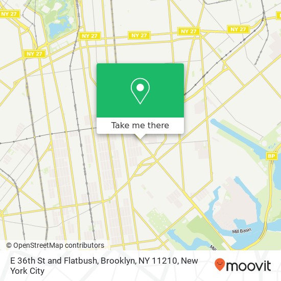 Mapa de E 36th St and Flatbush, Brooklyn, NY 11210