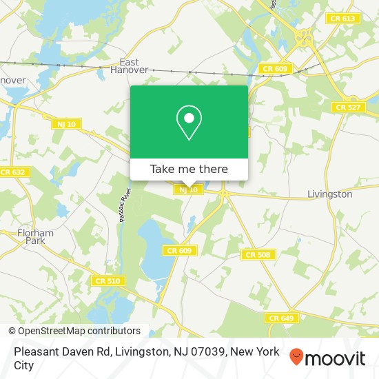Mapa de Pleasant Daven Rd, Livingston, NJ 07039